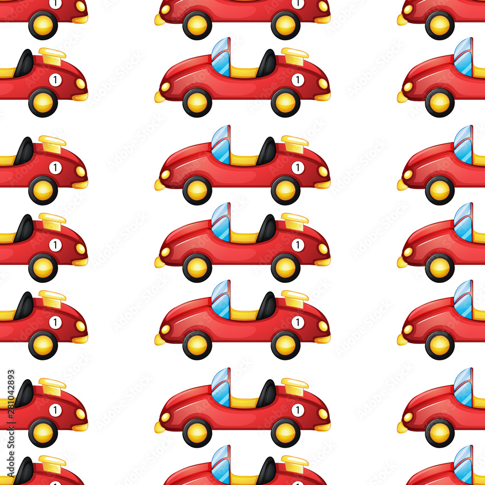 Fototapeta premium Seamless pattern tile cartoon with toy car