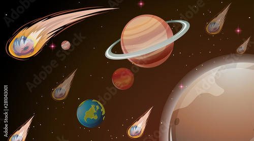 Planets in space scene