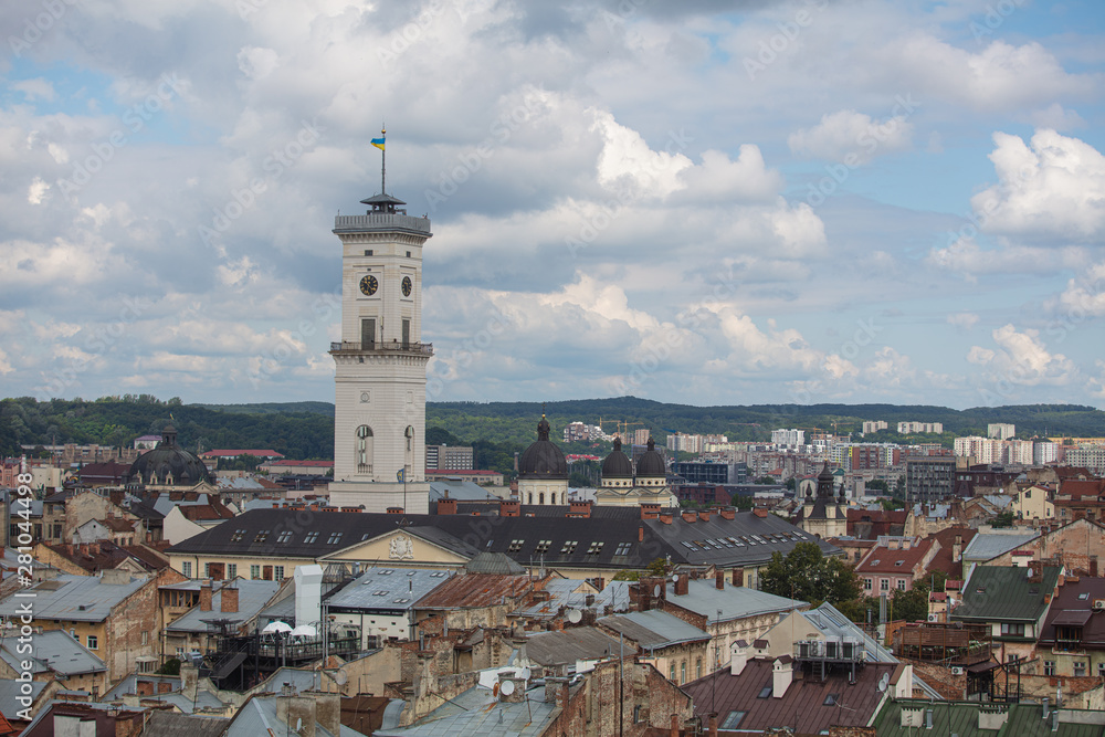 Closerup of Lviv city hall