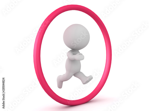 3D Character jumping through hoop