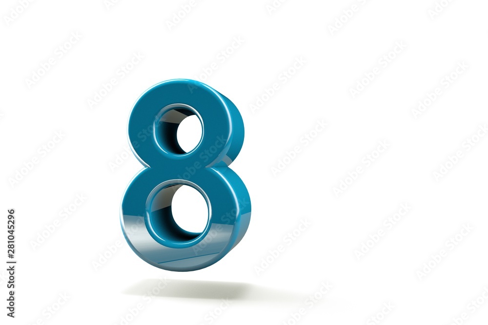3D number with white background,number 8 3D number with white background,number 8