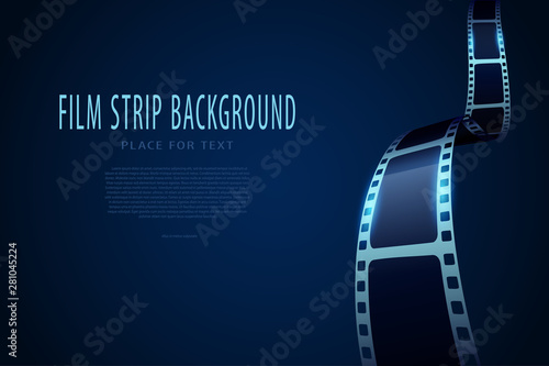Film strip roll frame cinema background with place for text. Vector cinema festival poster, banner or flyer. Art design reel cinema filmstrip template. Movie time and entertainment concept. EPS 10