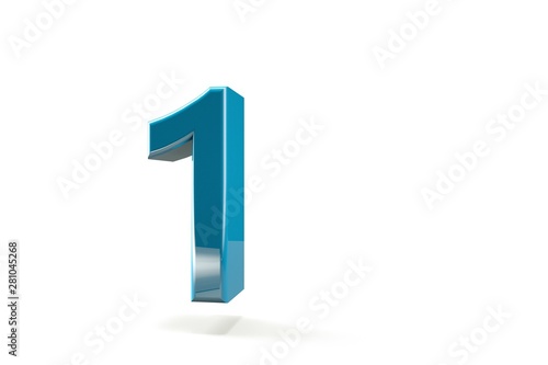 3D number with white background,number 1