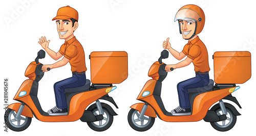 Courier Boy Rides Scooter,vector EPS 10