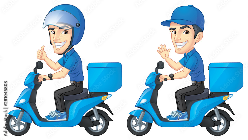 Courier Boy Rides Scooter,vector EPS 10 Courier Boy Rides Scooter,vector EPS 10