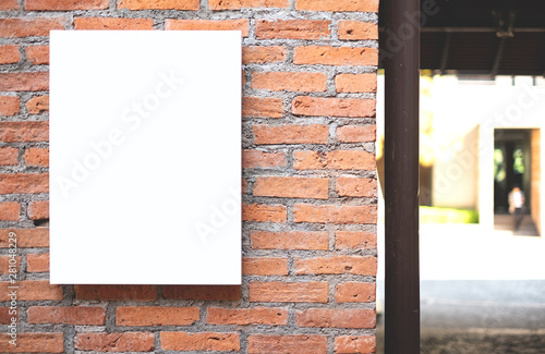 Wallpaper Mural Mockup billboards or white promotion poster displayed on the front of the restaurant, coffee shop Promotion information for marketing announcements and details Torontodigital.ca