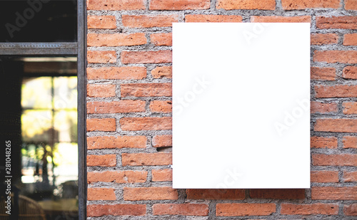 Wallpaper Mural Mockup billboards or white promotion poster displayed on the front of the restaurant, coffee shop Promotion information for marketing announcements and details Torontodigital.ca