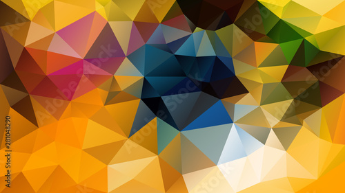 vector abstract irregular polygon background - triangle low poly pattern - gold sunny yellow orange and petroleum blue color