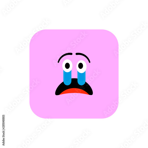 Angry Emoji icon flat style. Cute Emoticon rounded square to World Smile Day. Anger, Sadness, Suffering Faces. Colorful Smiles for mobile app, messenger.