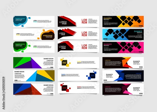 Bundle of 16 Vector abstract design banner web template.