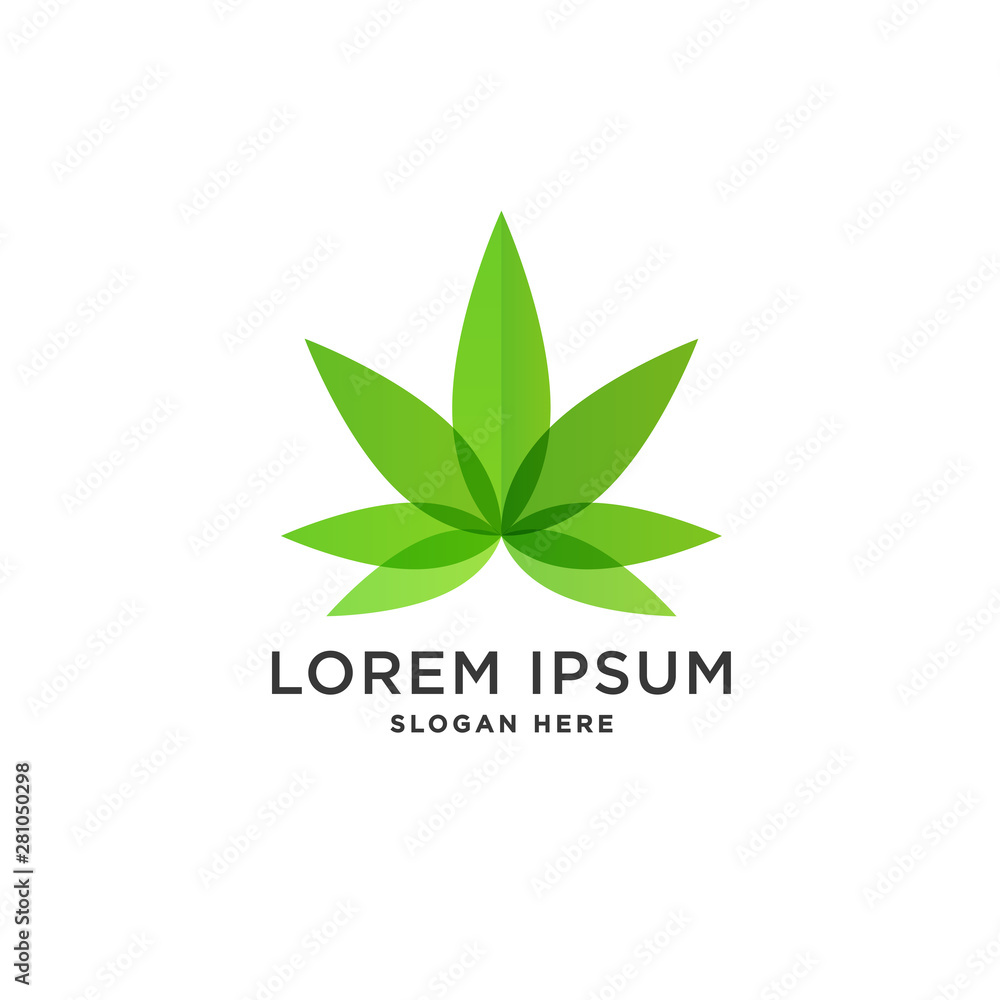 cannabis leaf with overlapping color logo template vector