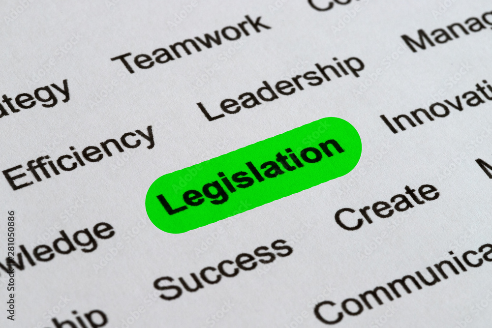 Legislation - Ethics Business Buzzwords, printed on white paper and hihglighted Legislation - Ethics Business Buzzwords, printed on white paper and hihglighted