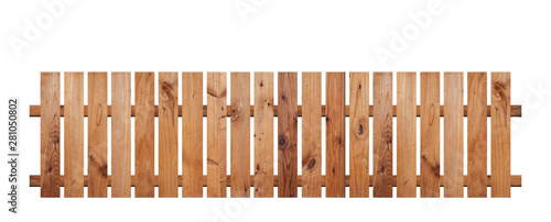 Slika na platnu Brown wooden fence isolated on a white background that separates the objects