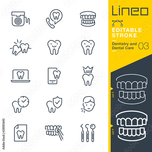 Lineo Editable Stroke - Dentistry and Dental Care line icons