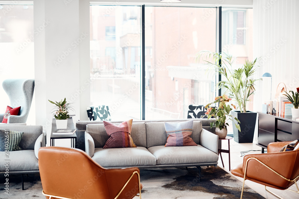 Fototapeta premium Empty Reception Area In Modern Open Plan Office