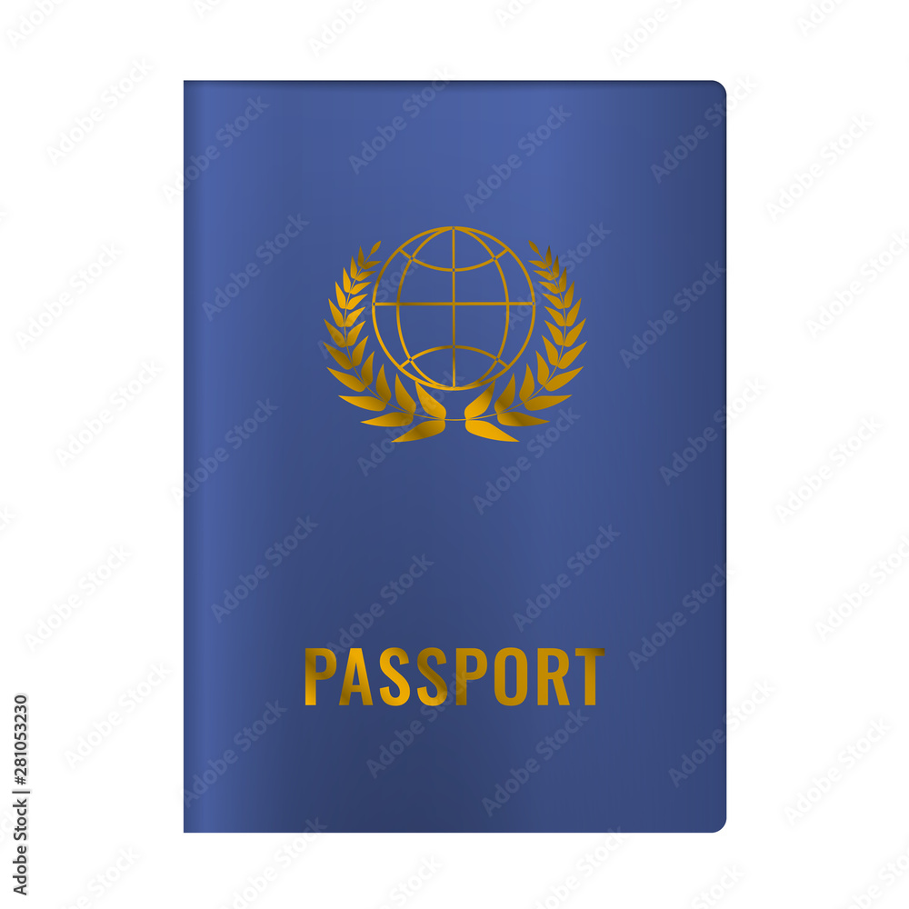 Fototapeta premium Realistic High detailed Passport mock up. Vector illustration. Blue color.