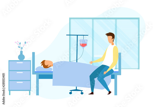 Visitor near Seriously Ill Unconscious Patient