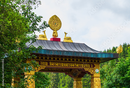 Top of the entrance gate to the Samye Ling Tibetan Centre in Scotland photo