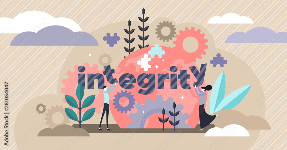 Integrity vector illustration. Flat tiny honest persons character concept.