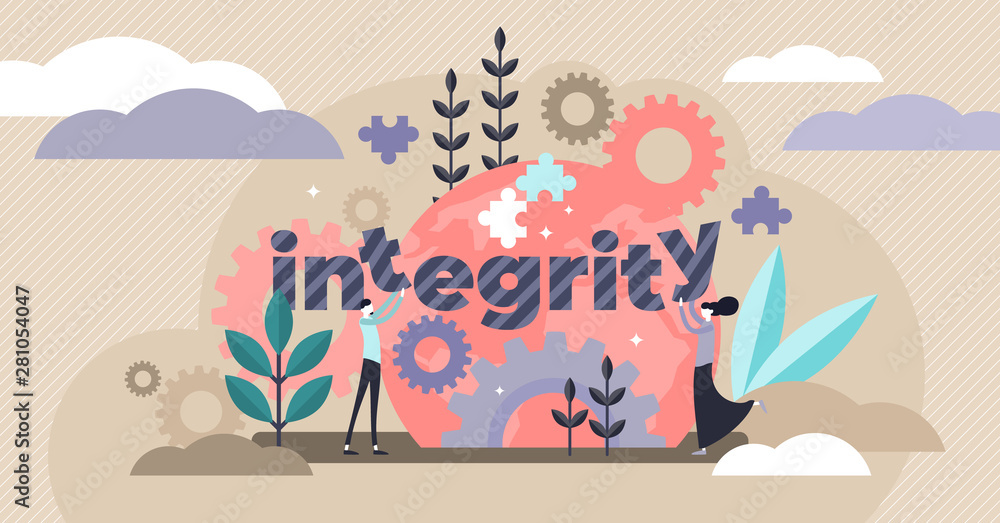 Obraz premium Integrity vector illustration. Flat tiny honest persons character concept.
