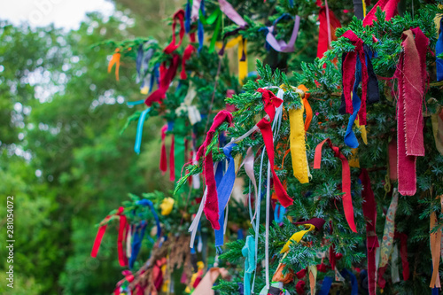 Cloutie Tree or Clootie Tree, where cloths are tied to a special tree whilst making a wish. 