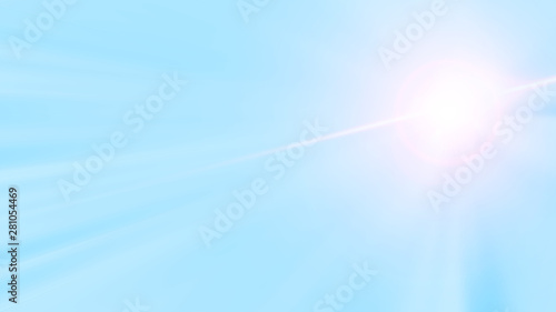 3D Rendering of abstract fast moving stripe lines with glowing sun light flare. High speed motion blur. Concept of leading in business, Hi tech products, warp speed wormhole science. © knssr