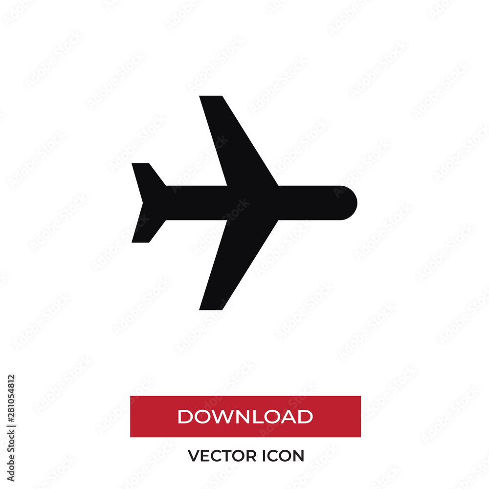 Black plane vector icon in modern style for web site and mobile app Black plane vector icon in modern style for web site and mobile app