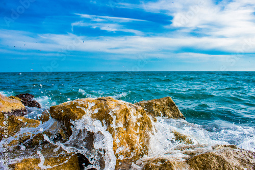Beautiful coast of Salou in Spain. Resort Spain. Coast of the Mediterranean.