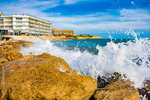 Beautiful coast of Salou in Spain. Resort Spain. Coast of the Mediterranean.