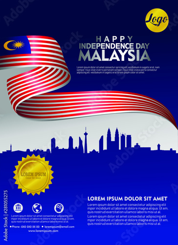 Independence Day Malaysia background template for a poster leaflet greeting card and brochure 2