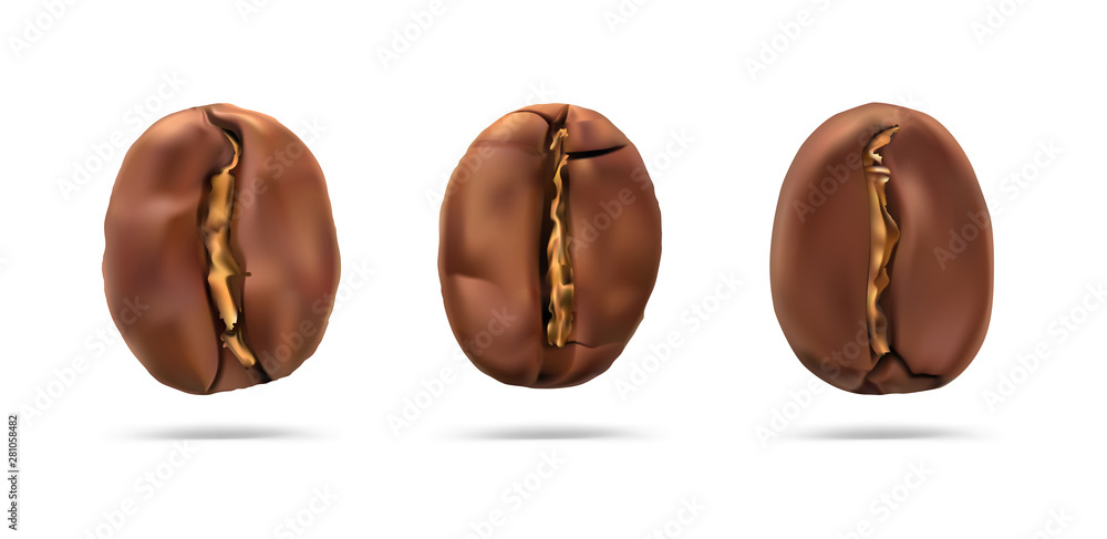 Set of roasted coffee beans isolated on white background. Vector illustration. Ready for your design. EPS10. Set of roasted coffee beans isolated on white background. Vector illustration. Ready for your design. EPS10.