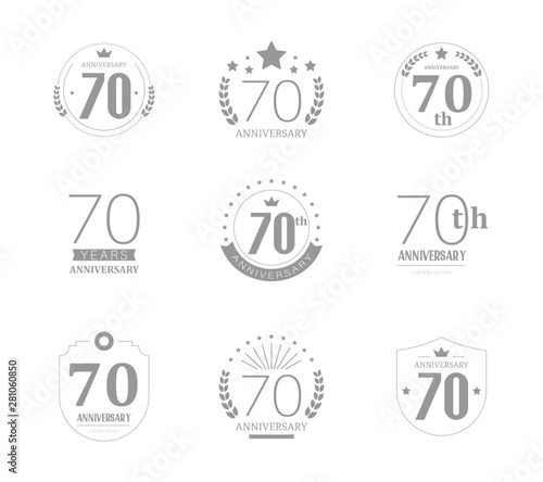 70 years anniversary logo set. 70th anniversary icons.