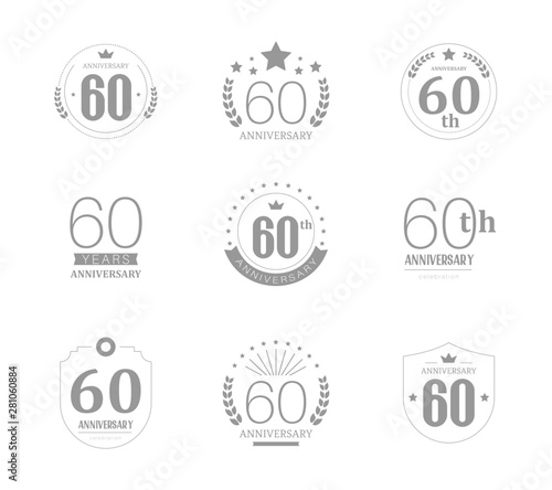 60 years anniversary logo set. 60th anniversary icons.