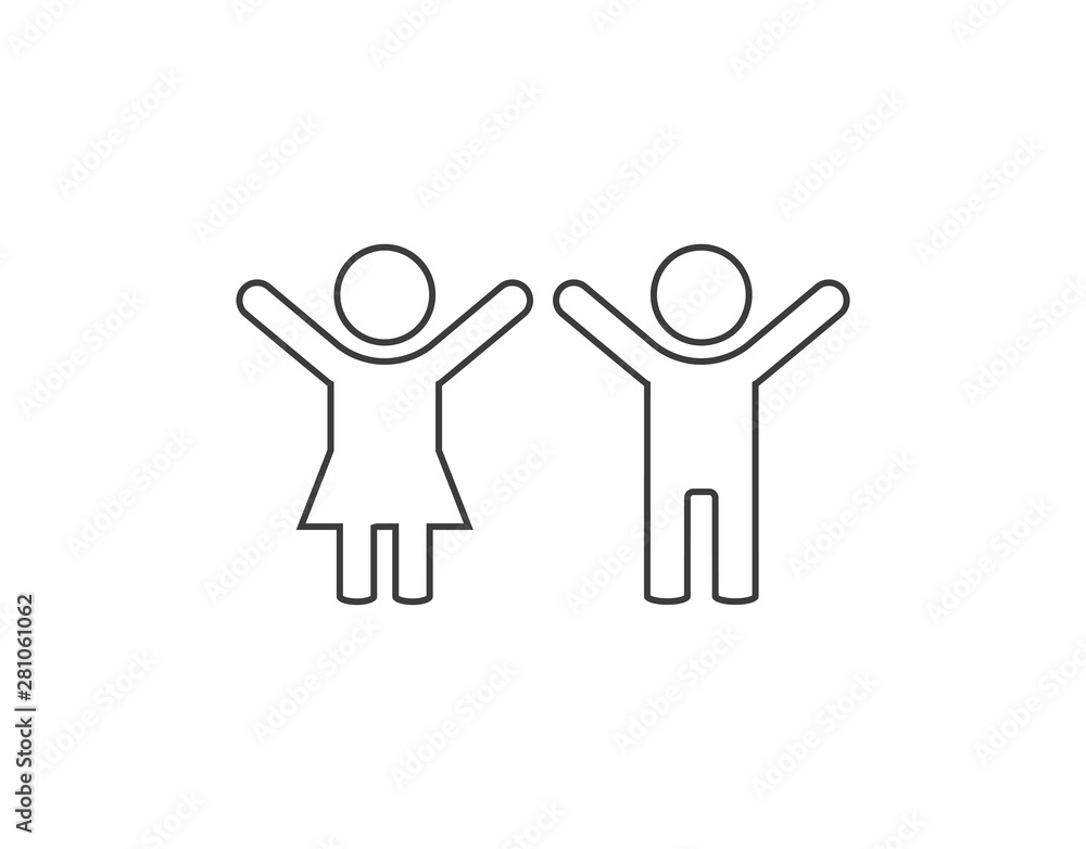 Child, baby line icon. Vector illustration, flat design. Child, baby line icon. Vector illustration, flat design.