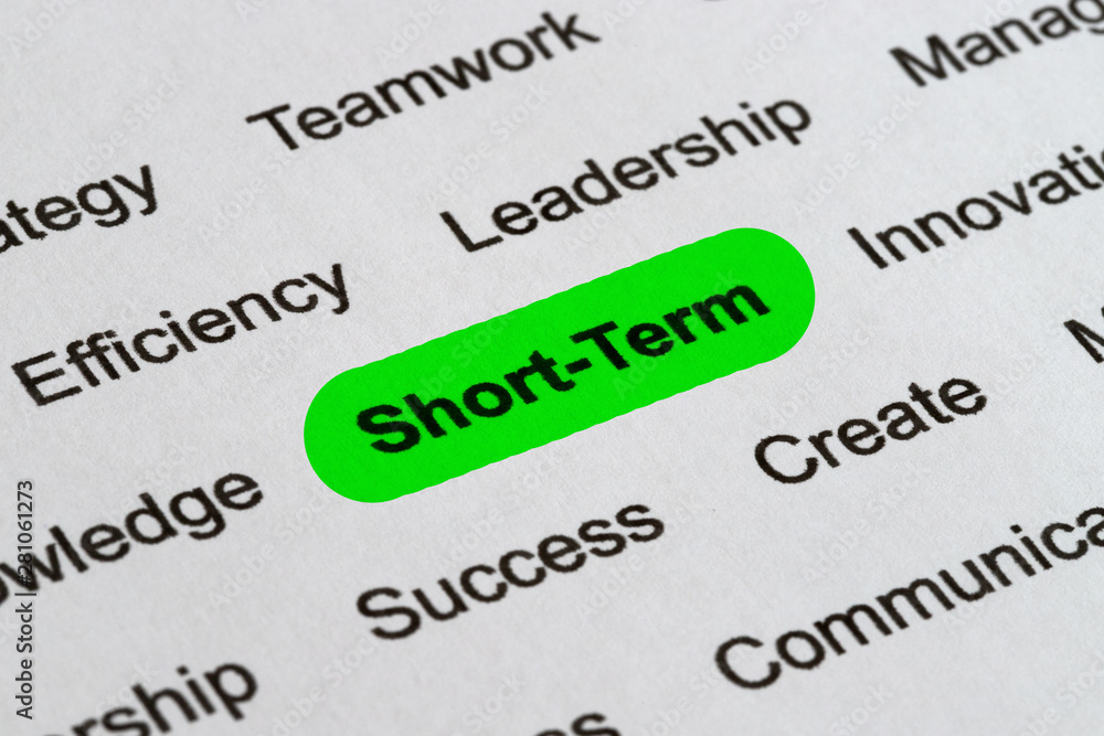 Short-Term - Business Buzzwords, printed on white paper and highlighted Short-Term - Business Buzzwords, printed on white paper and highlighted