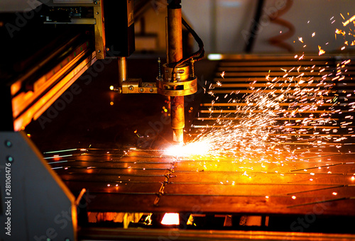 Wall Mural Industrial cnc plasma cutting metal plate.