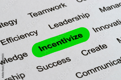 Incentivize - Business Buzzwords, printed on white paper and highlighted