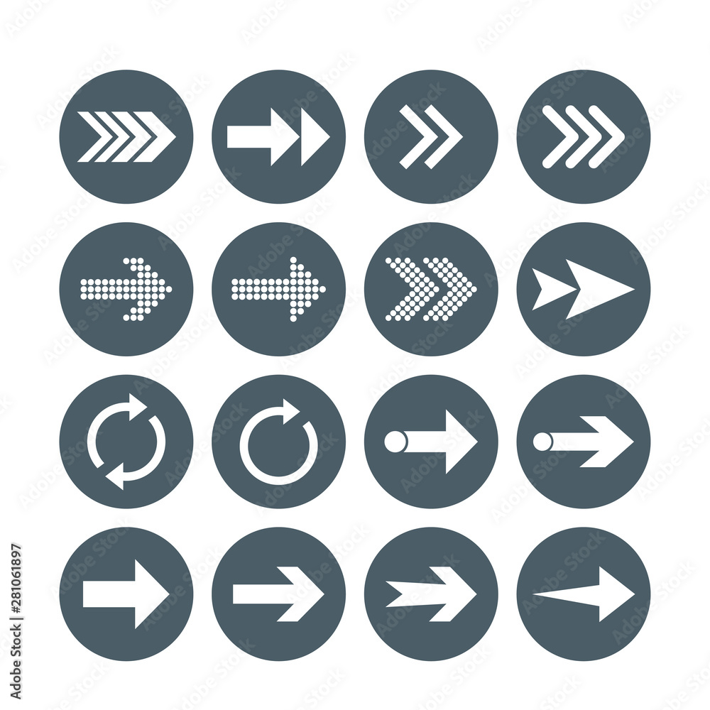 Arrow icon set. Vector illustration, flat design.