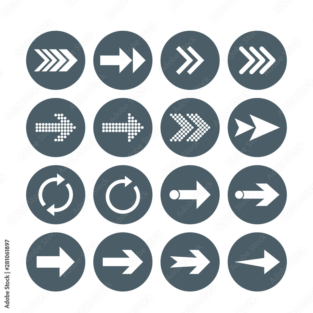 Arrow icon set. Vector illustration, flat design. Arrow icon set. Vector illustration, flat design.