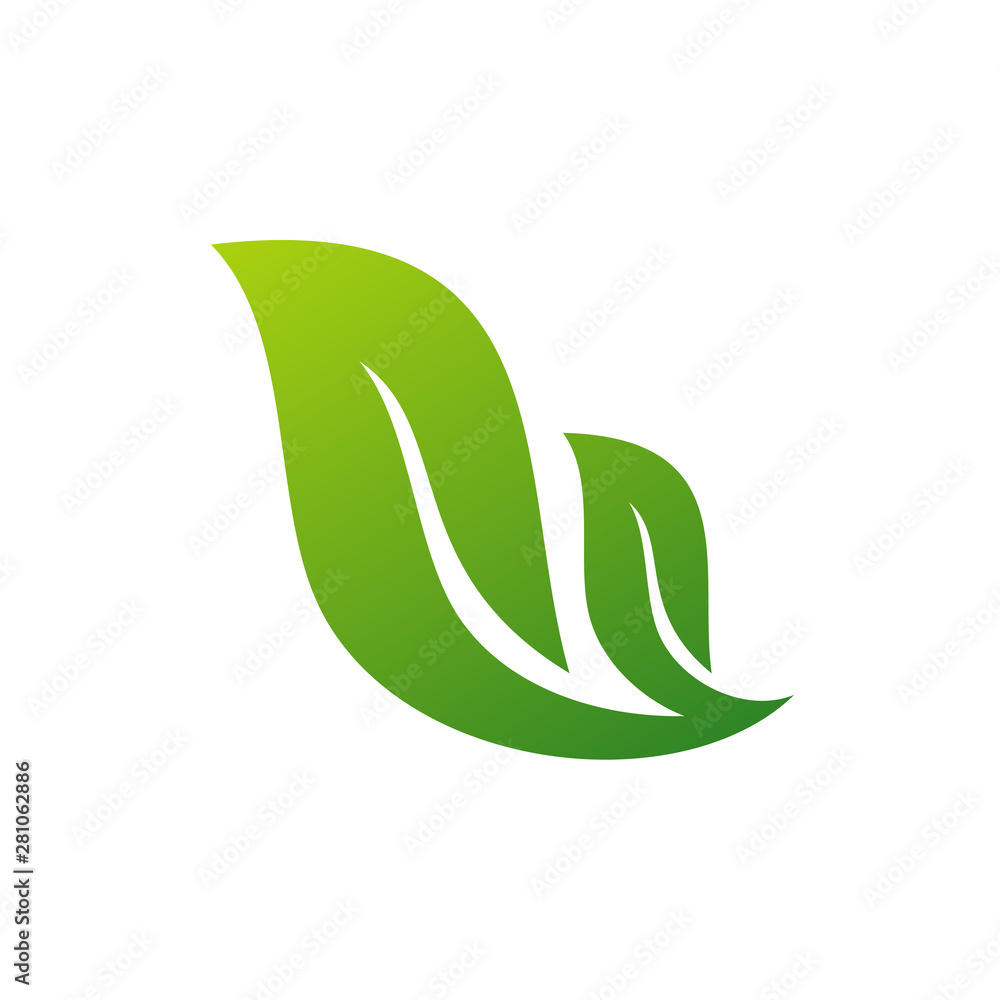 Green Leaf Logo Design Vector Template. Modern Leaf Logo Concept. Green Leaf Logo Design Vector Template. Modern Leaf Logo Concept.
