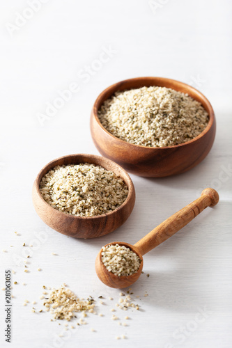 hulled hemp seeds, healthy superfood supplement © Olga Miltsova