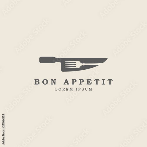 vintage fork and knife restaurant logo template