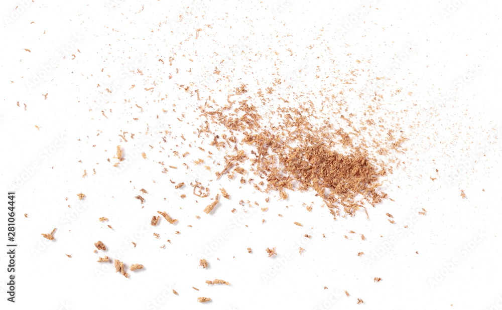 Cinnamon powder, shavings isolated on white background