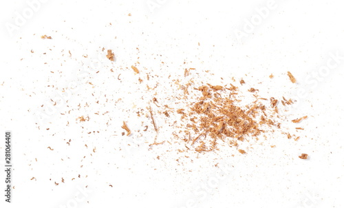 Cinnamon powder, shavings isolated on white background