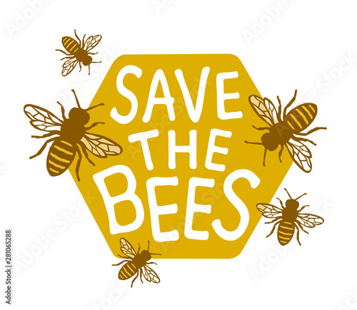 Save The Bees Design with Text