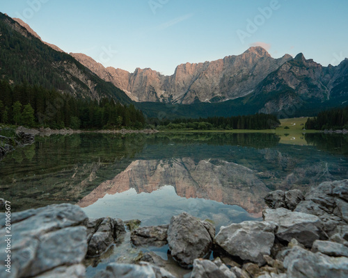 Alps Mountain Trees Reflected in a Lake