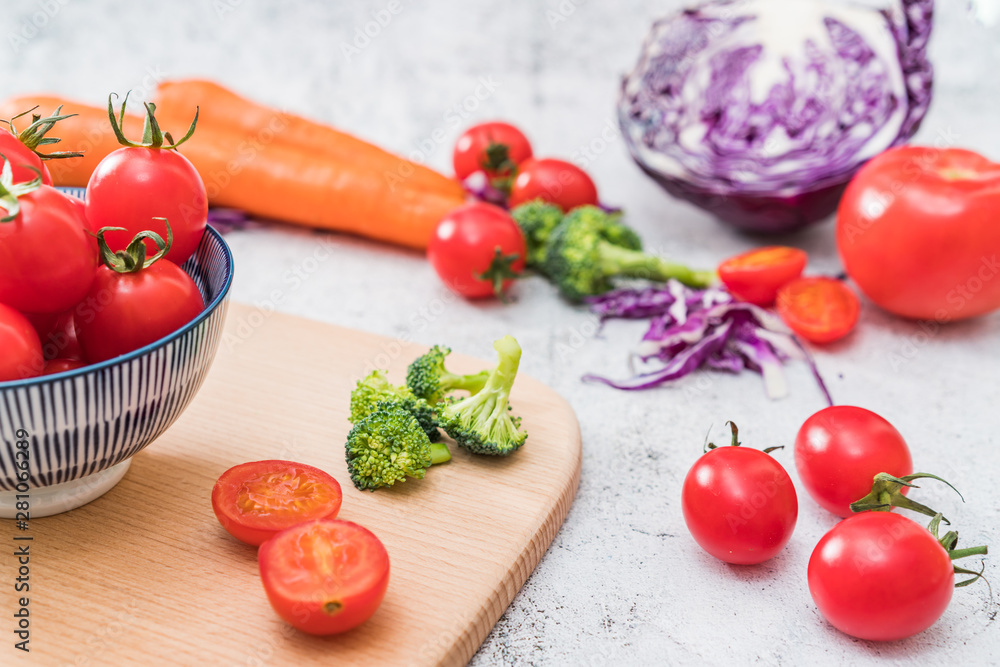 Various vegetables on a cutting board Various vegetables on a cutting board