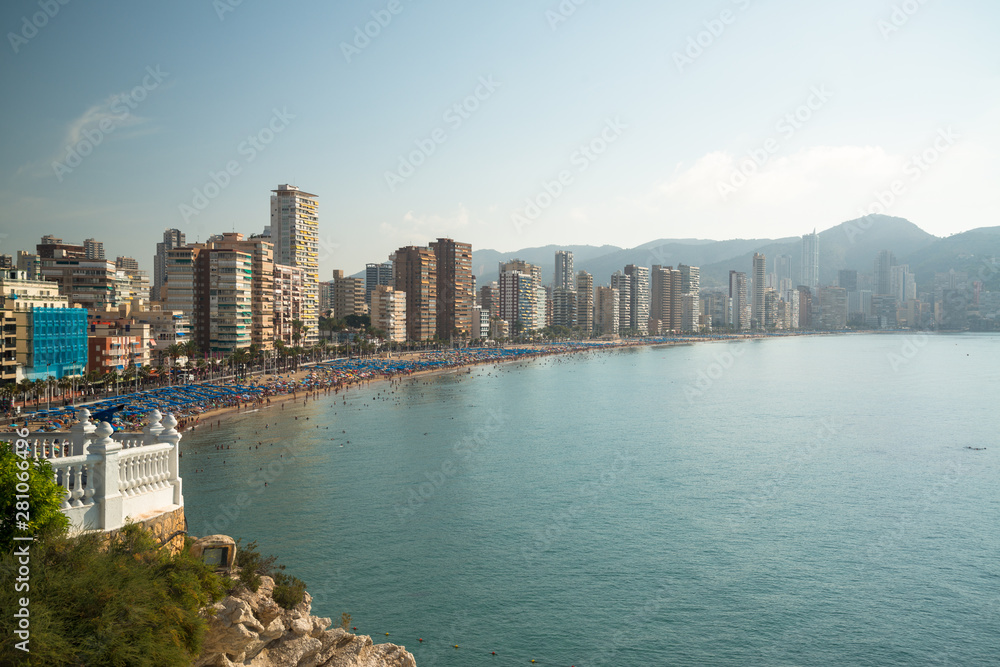 Fototapeta premium Panorama of Benidorm city with sandy beach