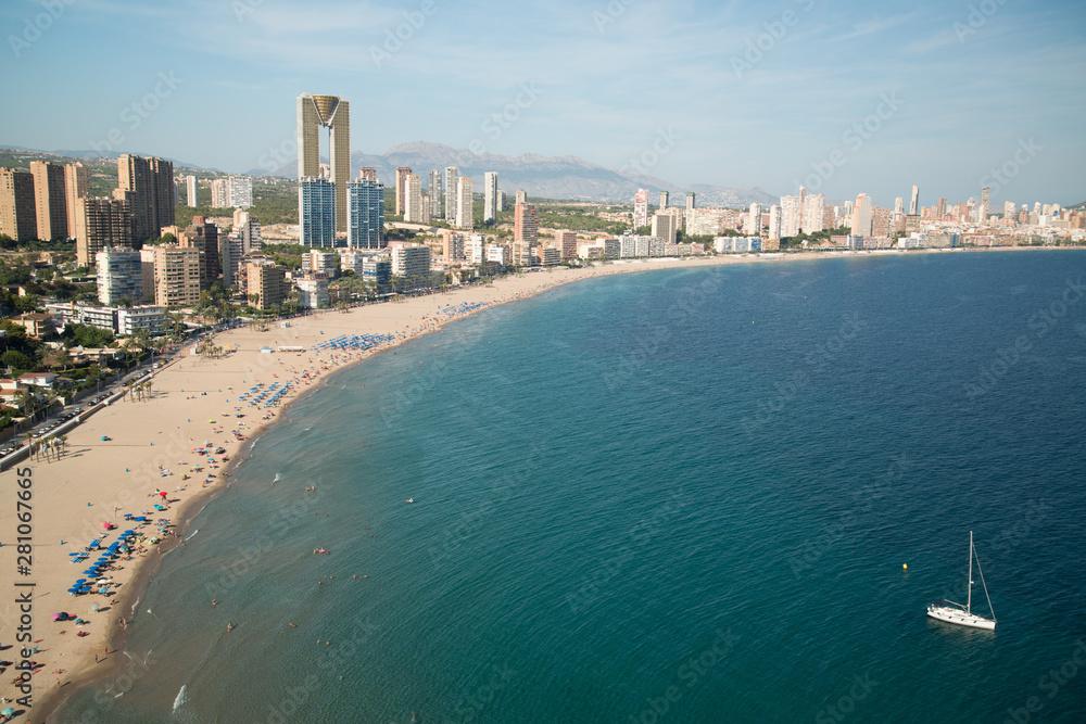 Naklejka premium Panorama of Benidorm city with sandy beach