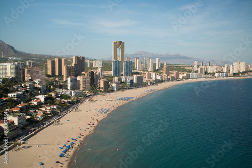Panorama of Benidorm city with sandy beach
